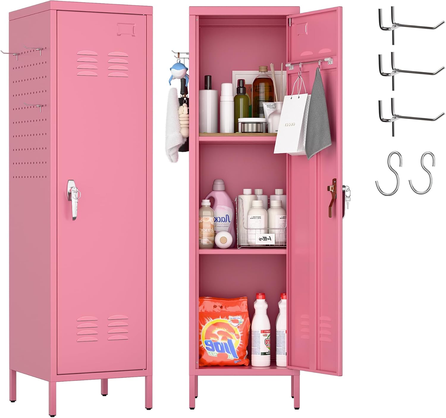 METAN Metal Storage Lockers with Adjustable Shelves and Hooks