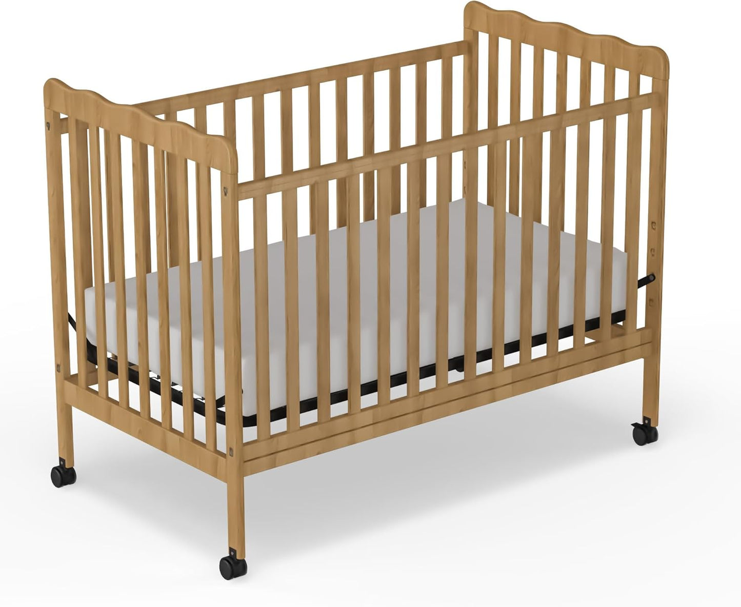 3-in-1 Convertible Baby Crib with Locking Wheels for Nursery