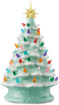 Ceramic Christmas Tree 15 in Seafoam Green - Pre-Lit, Hand Painted