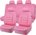 CAR PASS Pink Leather Seat Covers Full Set - Luxury Comfort 5 Seat