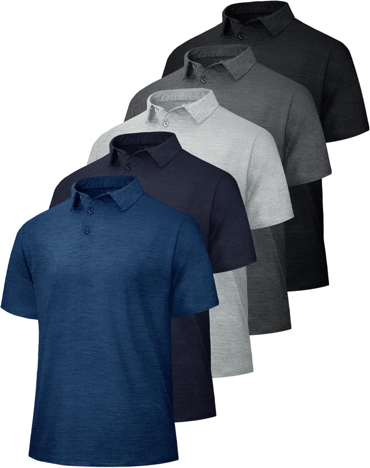 5 Pack Polo Shirts for Men - Quick Dry Performance Golf Shirts
