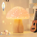 BOHON Mushroom Lamp Ceramic Bedside Table Lamp - Warm LED Night Light