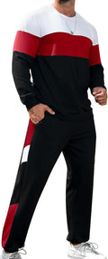 Men's Colorblock Tracksuit Set - Comfortable Polyester Blend