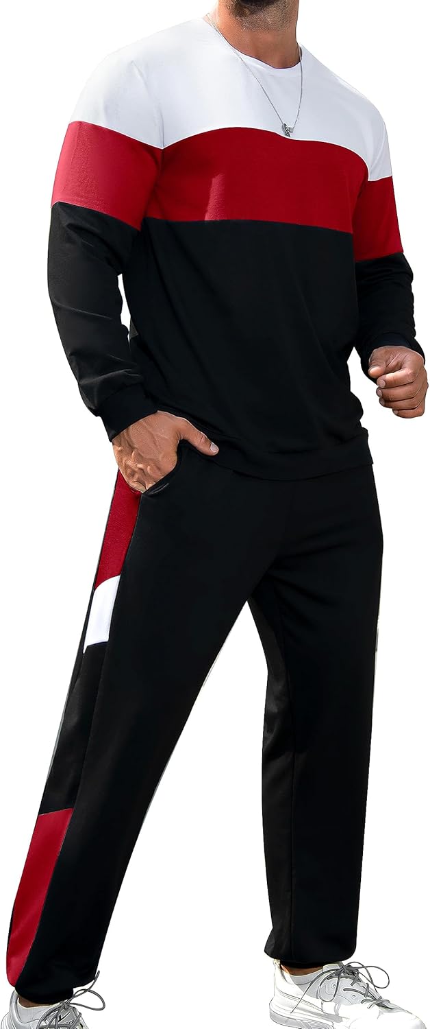 Babioboa Men's Colorblock Sweatshirt and Sweatpants Set Review