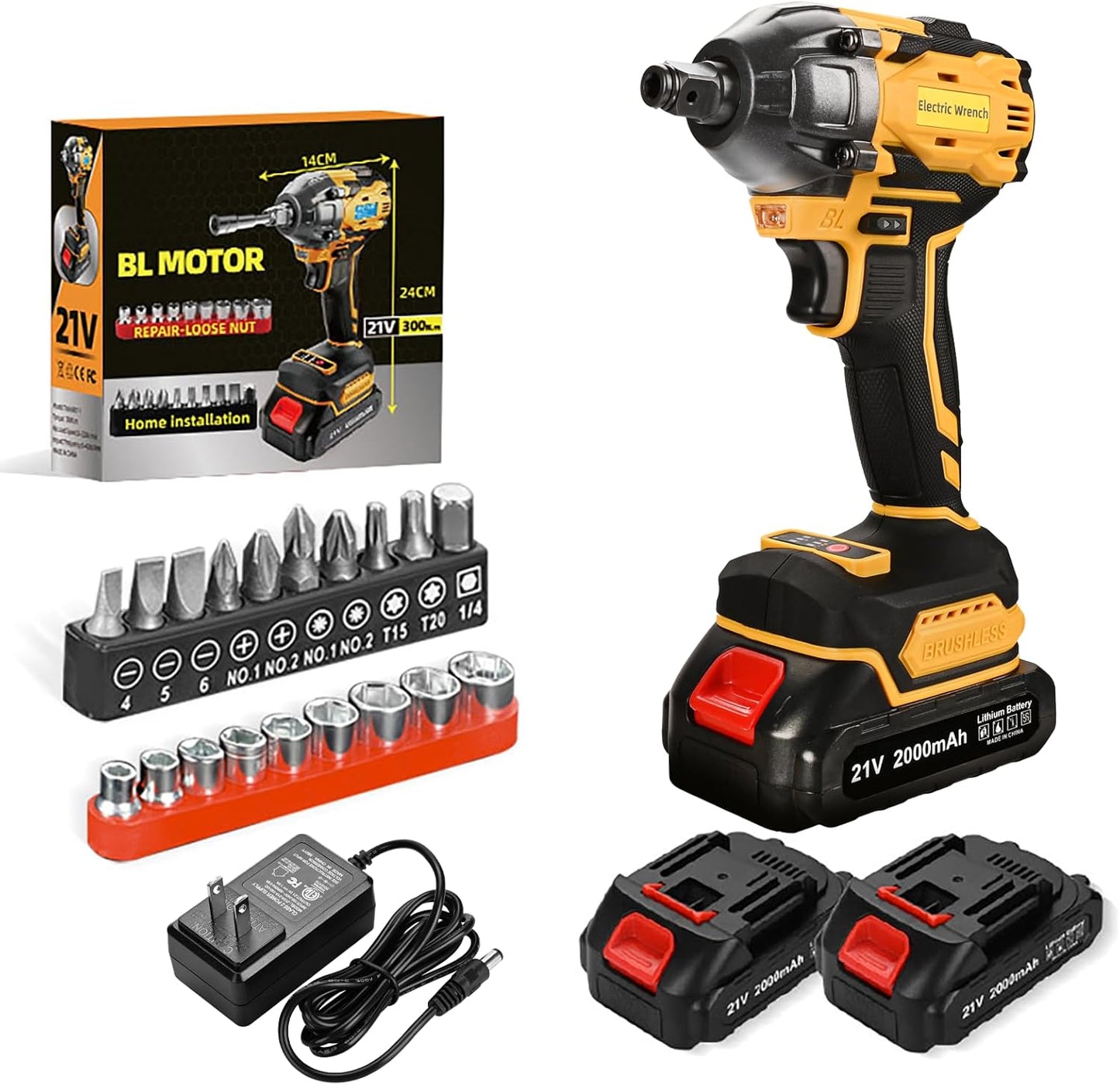 Cordless Impact Wrench with 21V Torque Power and Accessories