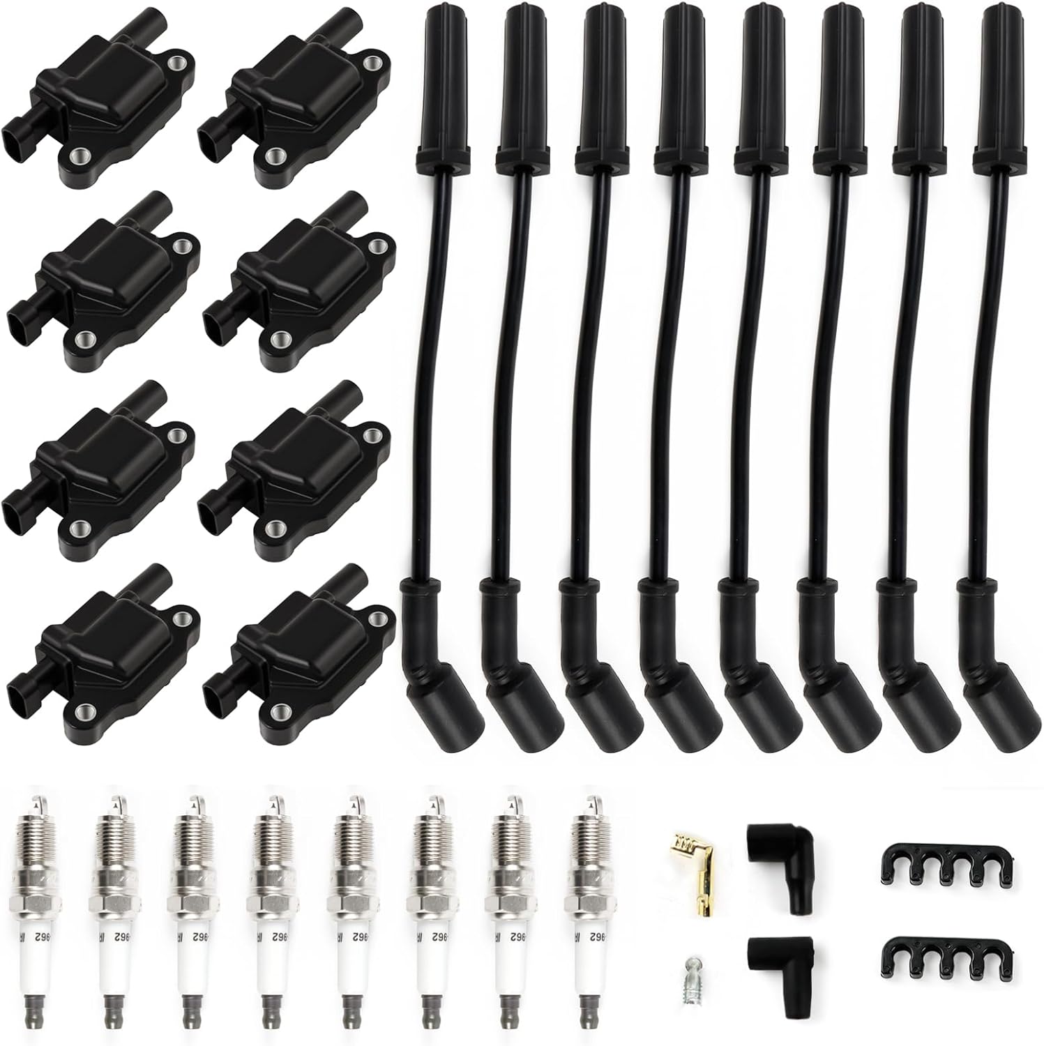 Set of 8 UF413 Square Ignition Coils and Spark Plugs for Chevy