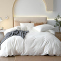 JIYUAN 100% Washed Cotton Duvet Cover Set for Super Queen Beds