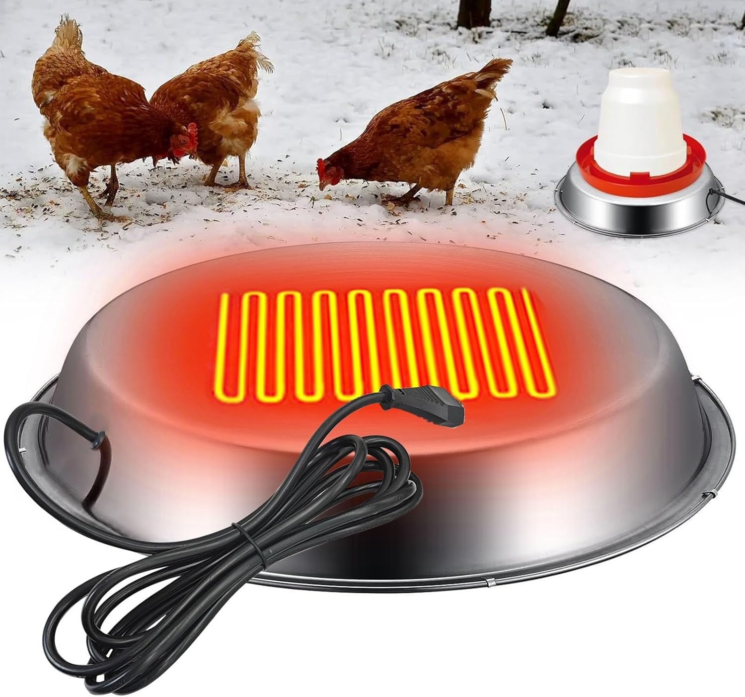 Stainless Steel Heated Chicken Waterer - Winter Ready!