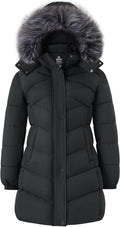 Women's Long Quilted Puffer Coat - Waterproof Warm Mid-Length