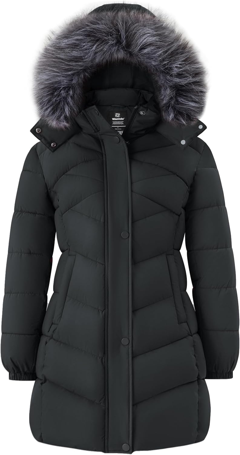 Wantdo Women's Long Winter Coat Waterproof Warm Quilted Puffer Jacket