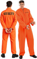 Prisoner Costume Men Inmate Outfit - Orange Boiler Suit