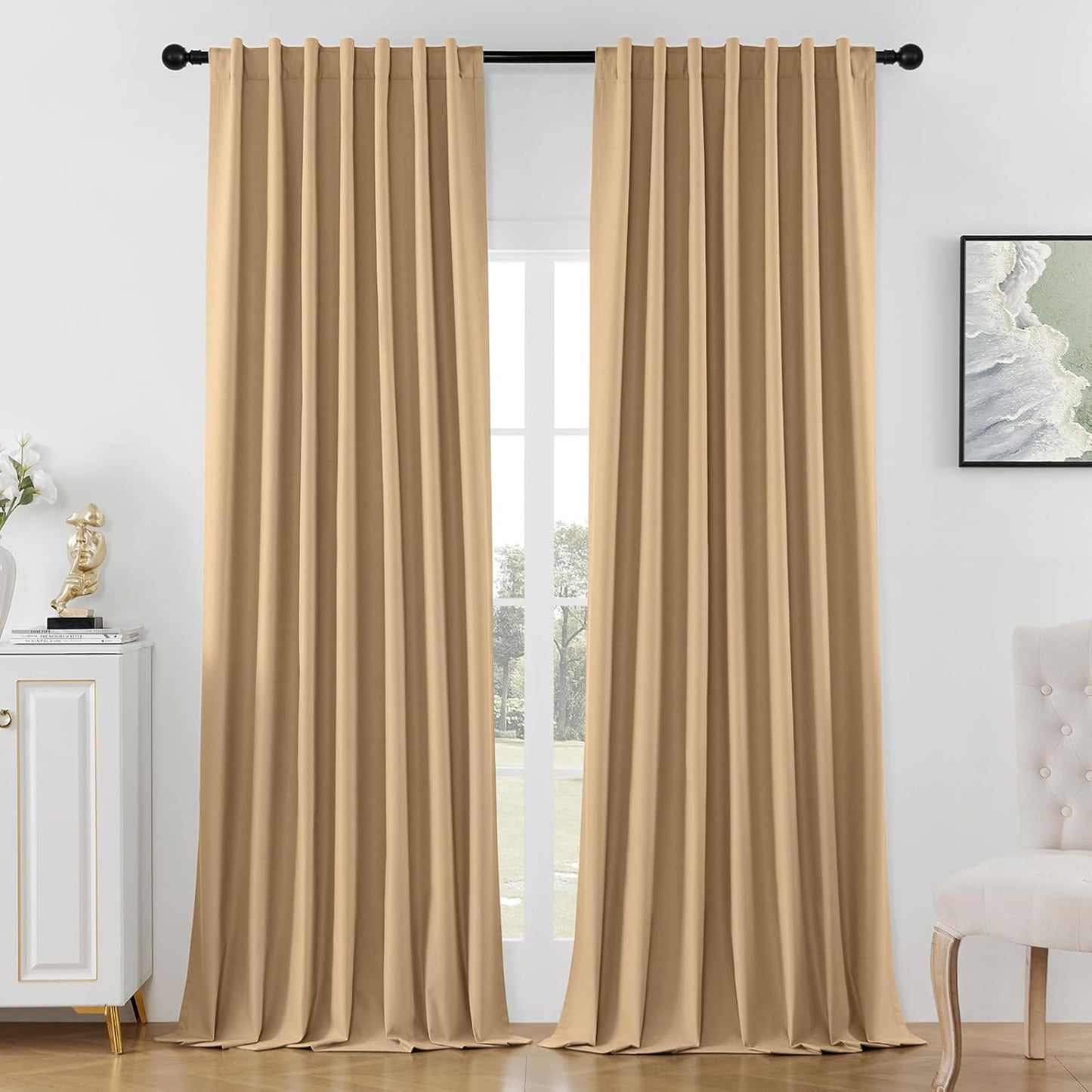 Joydeco Beige Blackout Curtains for Stylish Home Decor