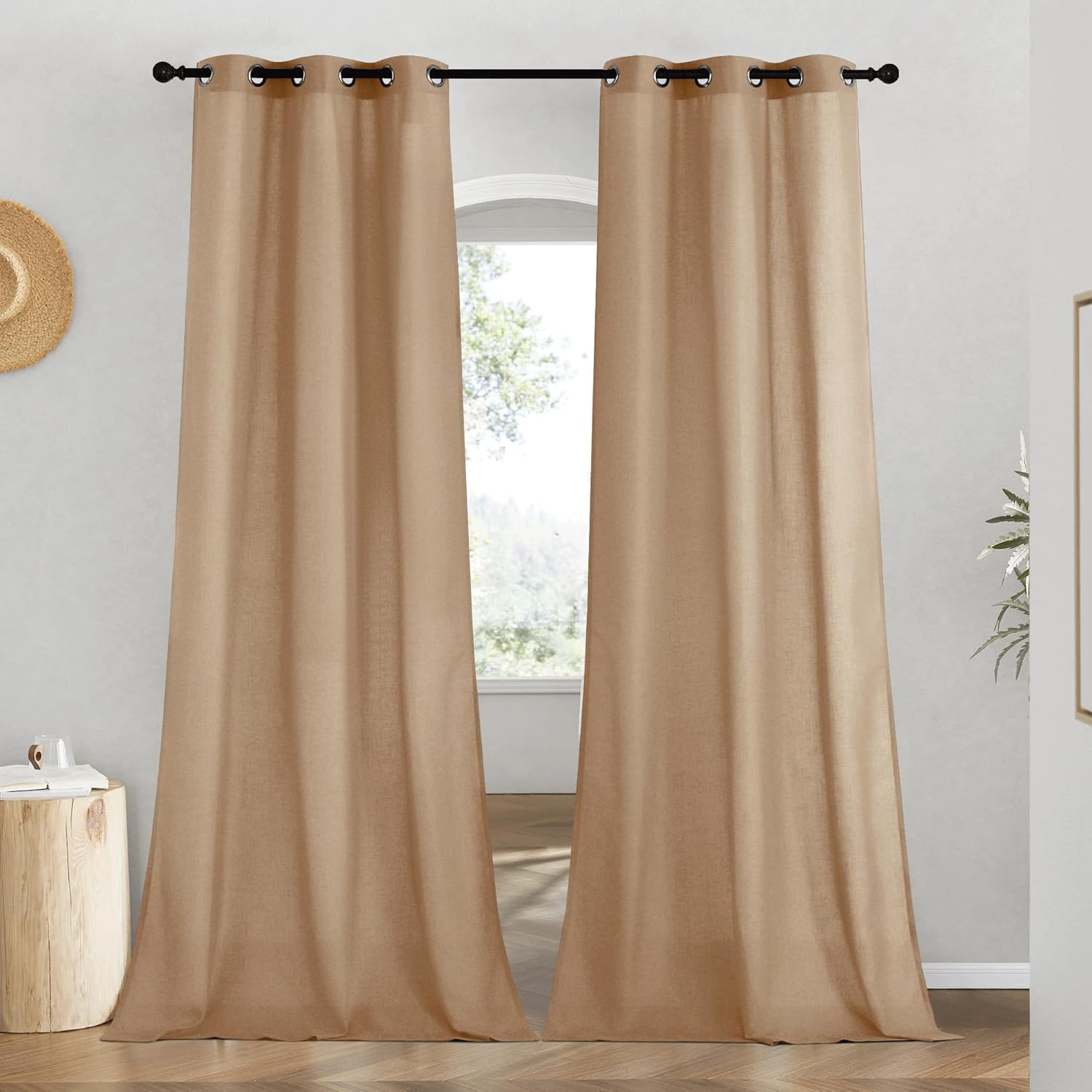 NICETOWN Rustic Linen 96 inch Long Curtains for Living Room
