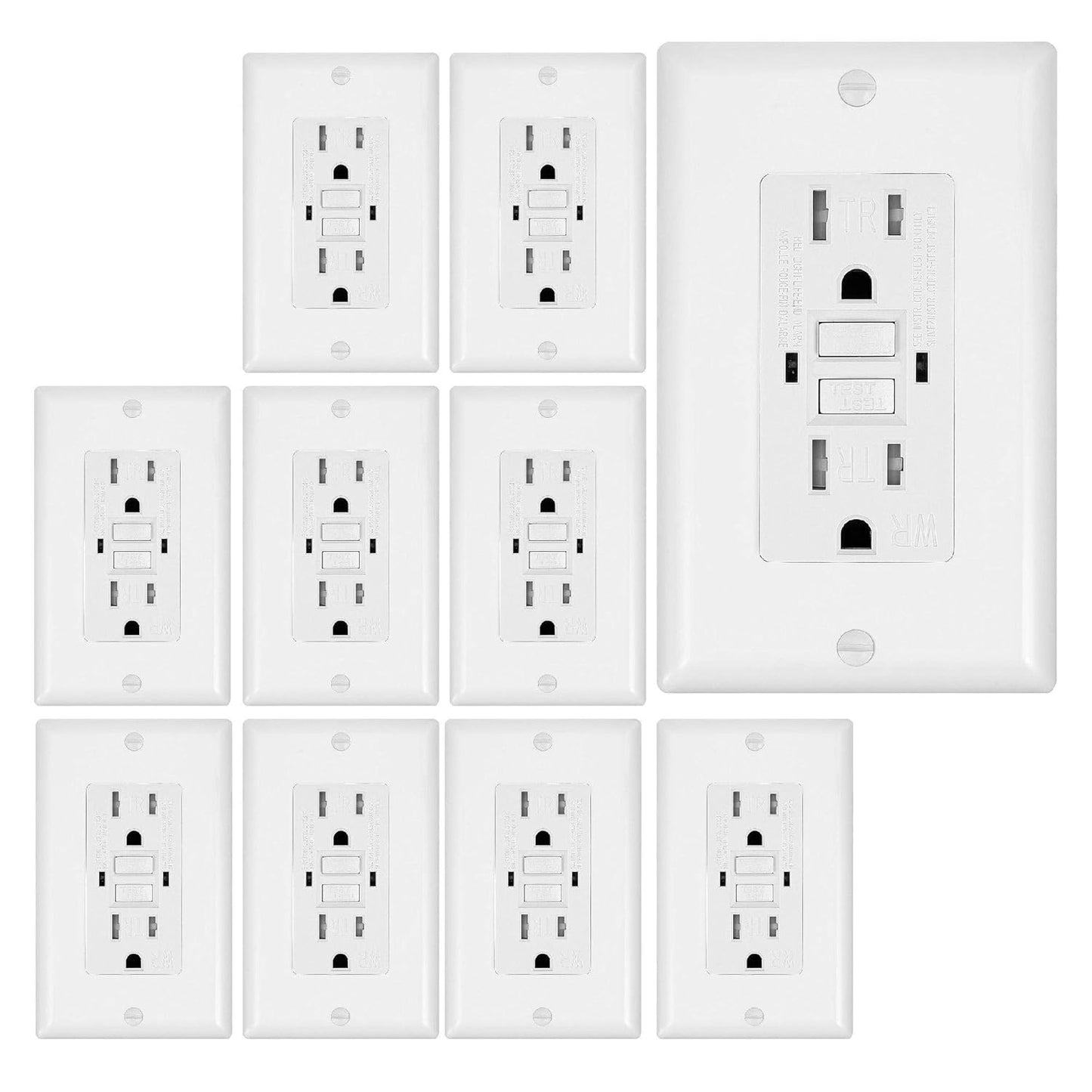 10-Pack Weather Resistant GFCI Outlets - EverElectrix