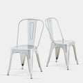 Metal Dining Chairs Set of 2 Silver Stackable Metal Chairs