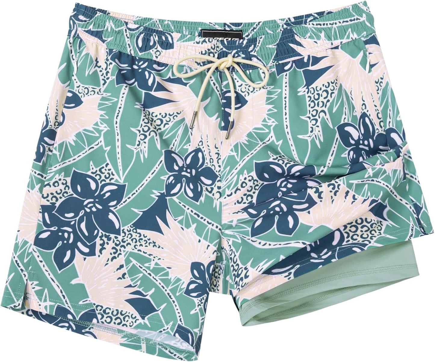 Quick Dry 5 Inch Mens Swim Trunks with Compression Liner