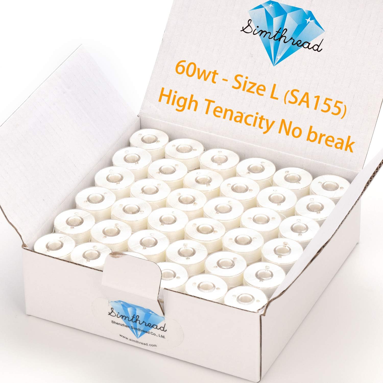 144 Pack Size L 60WT Bobbin Thread - White