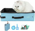 Portable Cat Travel Litter Box with Leak-Proof Zipped Lid
