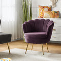 Modern Velvet Accent Chair with Shell Back - Comfortable Vanity Seat
