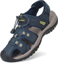 FLARUT Men's Sport Sandals Outdoor Closed Toe Leather - Comfortable