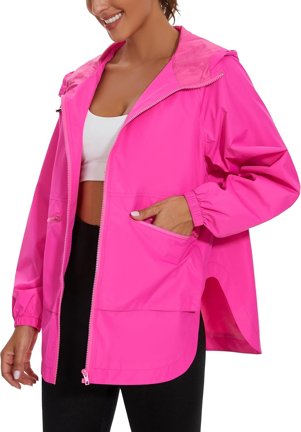 PESION Womens Waterproof Raincoat Lightweight Windbreaker Jacket