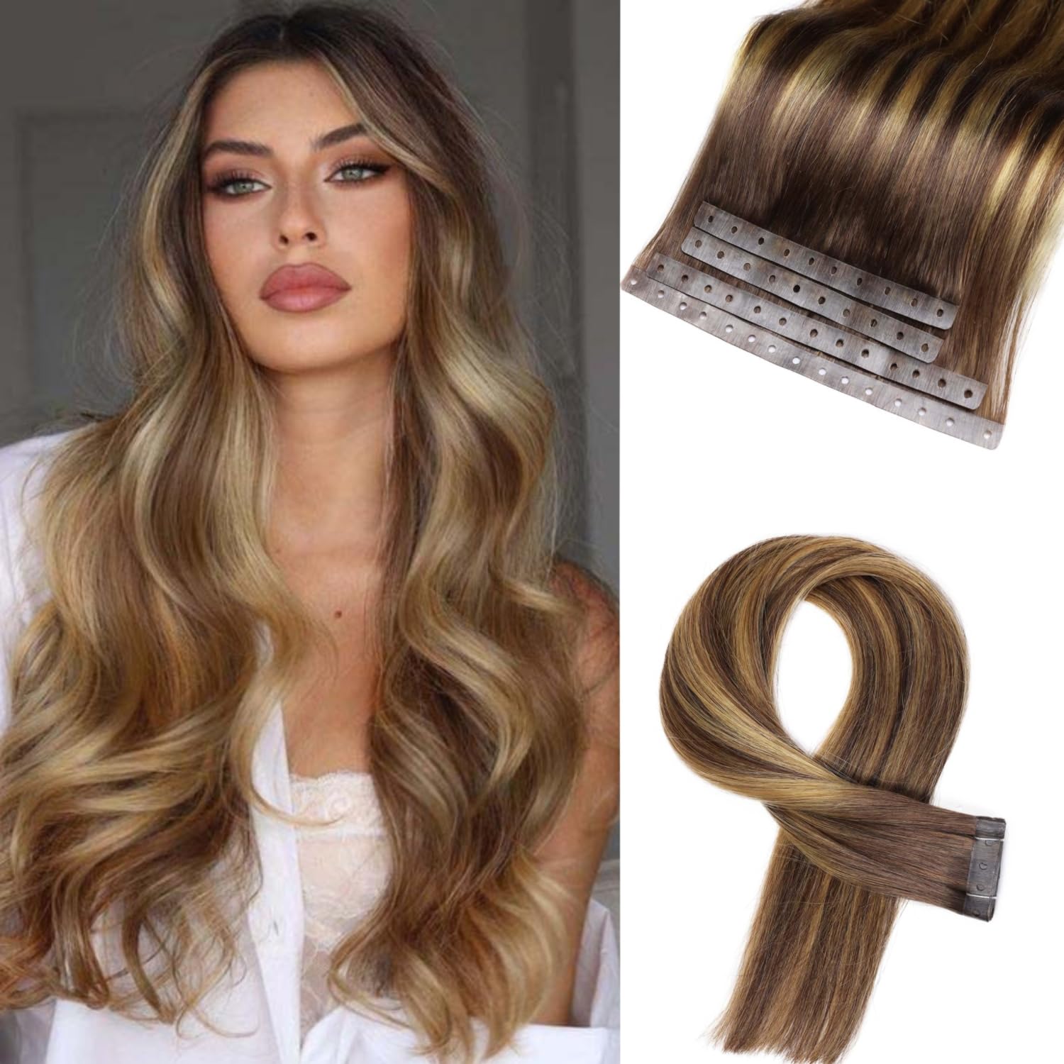Human Hair Extensions T4/27 Highlight Honey Blonde for Volume