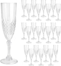 24 Pcs Plastic Champagne Flutes White Crystal Design - Party Ready