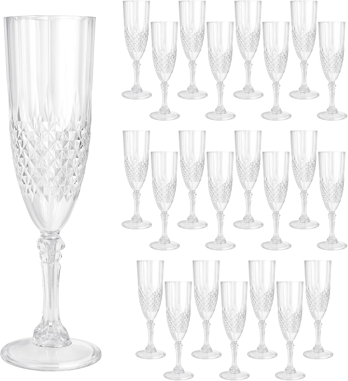 24 Pcs Plastic Champagne Flutes for Weddings and Parties