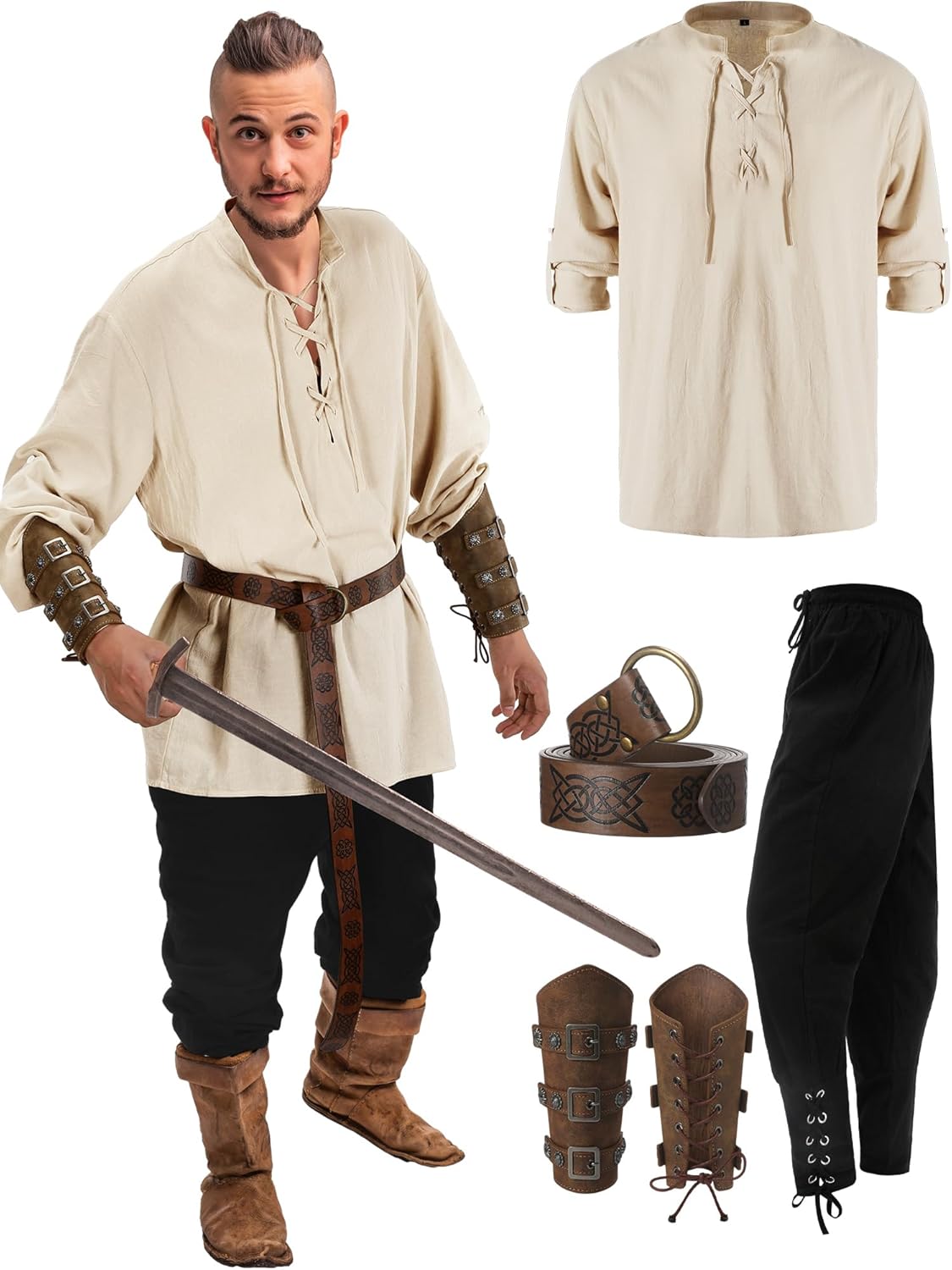 Renaissance Costume Set for Men: Medieval Pirate Outfit