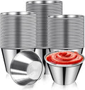 Metal Sauce Cups 50 Pack 2.5oz Ramekins - Durable Stainless Steel