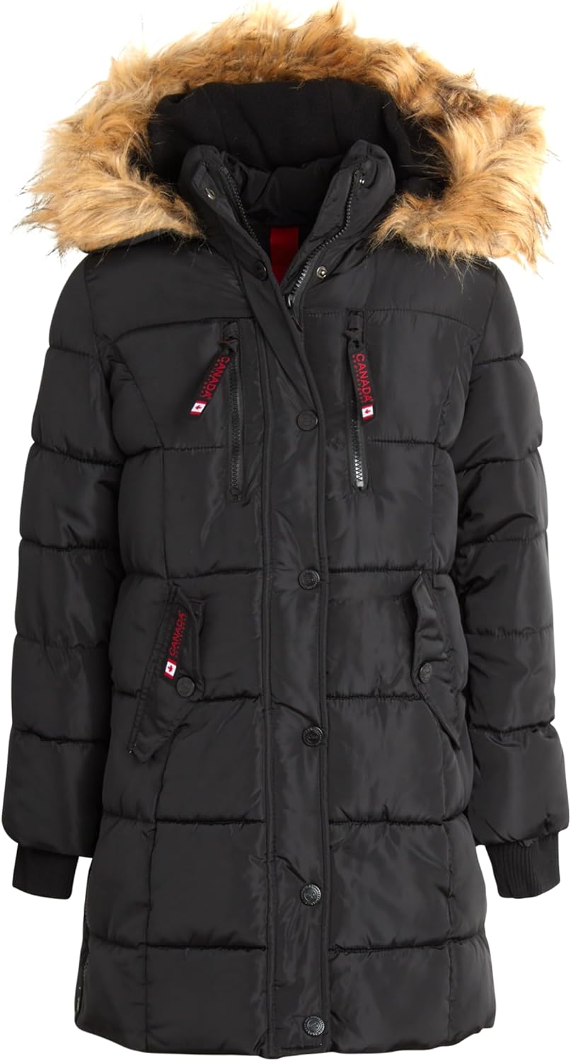 Girls Long Puffer Parka - Heavyweight Weather Resistant Coat