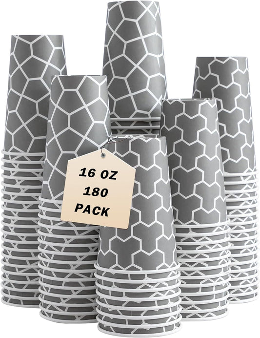 180 Huifany 16 oz Disposable Coffee Cups - Hot/Cold Beverages
