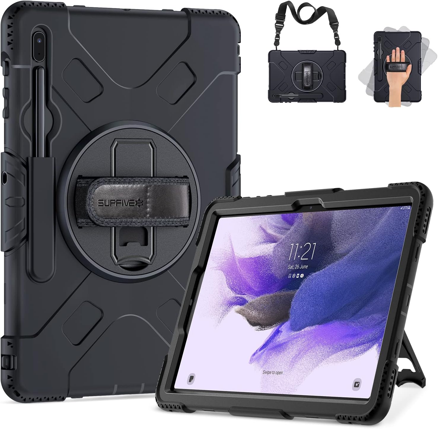 SUPFIVES Case for Samsung Galaxy Tab S7 FE/S8 Plus 12.4 in