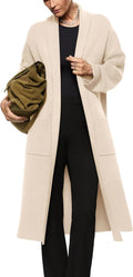 Womens Long Sleeve Maxi Cardigan Open Front Oversized Knit Coat - Cozy