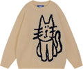 Women's Pullover Cat Graphic Oversized Sweater - Soft Polyester