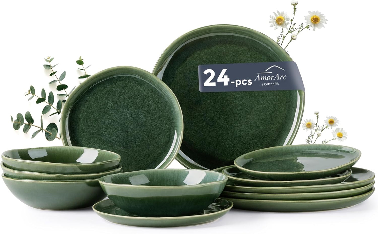 AmorArc Ceramic Dinnerware Set: Unique Handmade Plates & Bowls