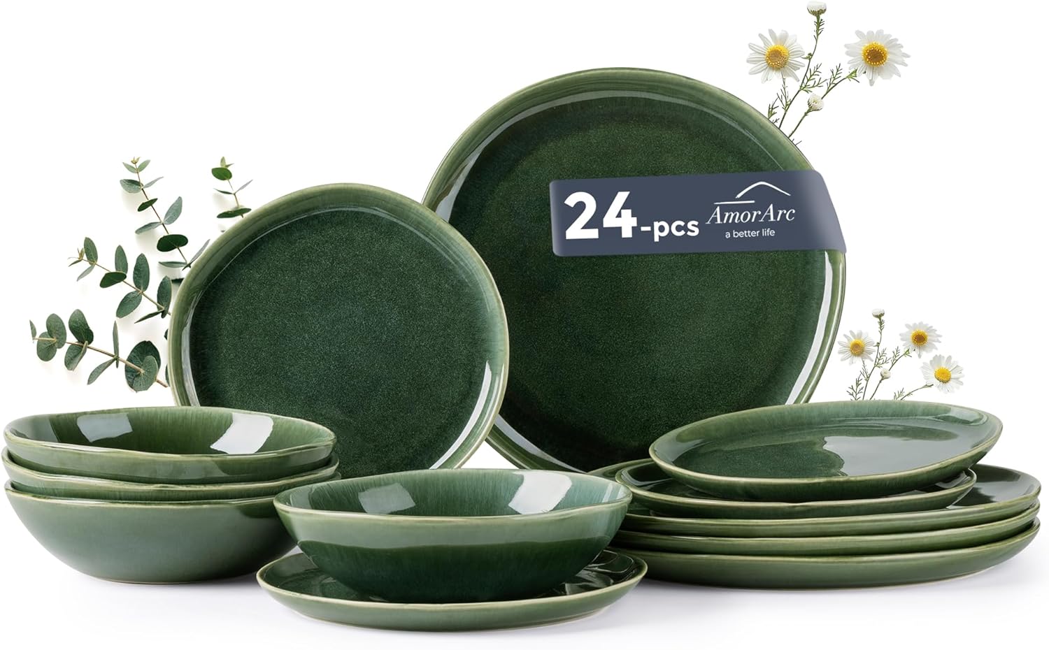 AmorArc Ceramic Dinnerware Set: Unique Handmade Plates & Bowls