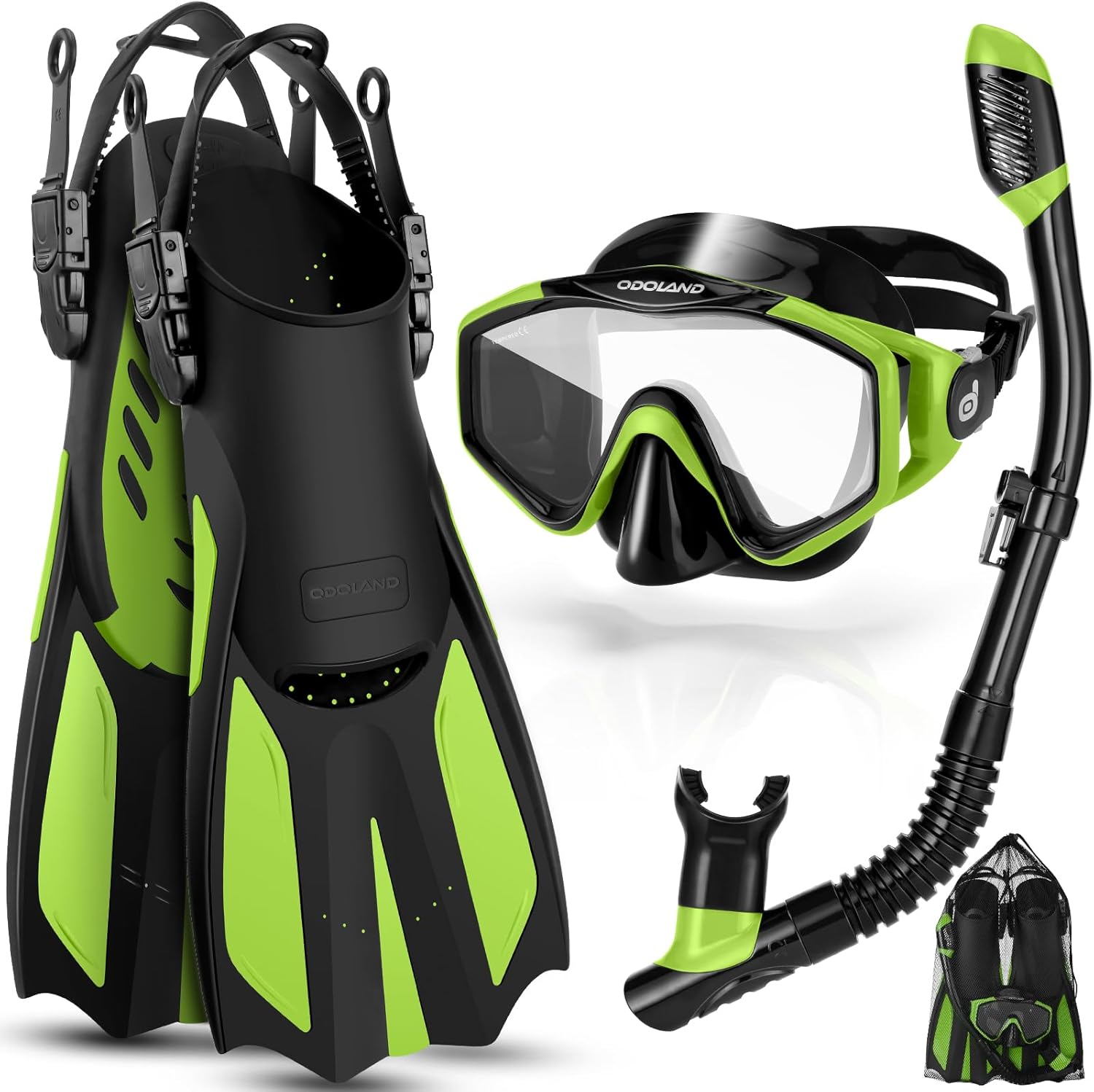 Odoland Snorkel Set for Adults with Dry Top Diving Mask