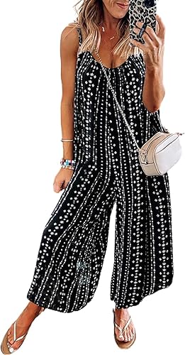 Dokotoo Women's Loose Sleeveless Jumpsuits with Pockets