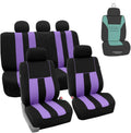 Car Seat Cover Full Set Striking Striped Purple Black - Universal Fit