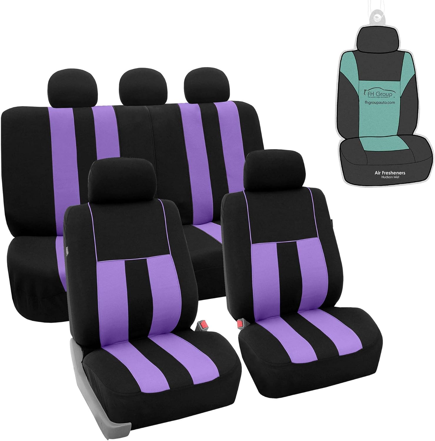 FH Group Striking Striped Purple Black Car Seat Covers