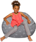 Canvas White Dandelions on Gray Bean Bag Chair 38in - Large Comfort