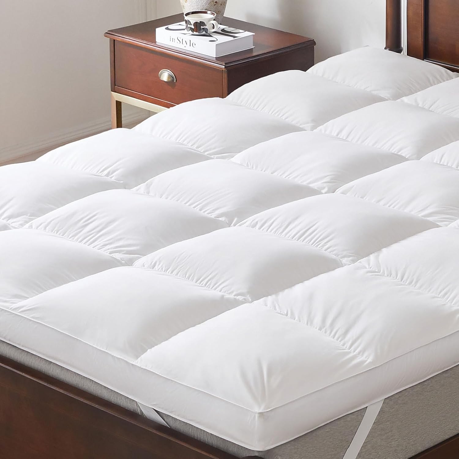 3 Inch White Goose Feather Mattress Topper for King Beds