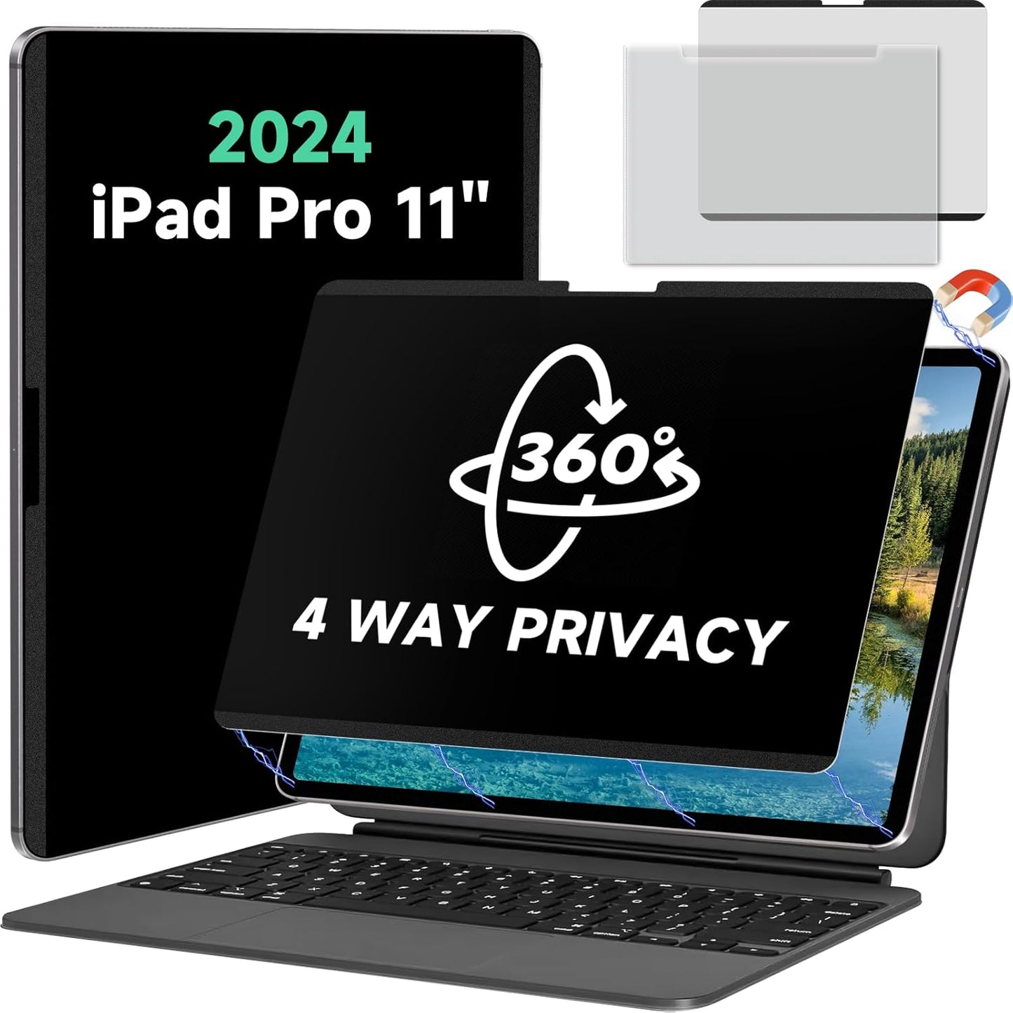 Magnetic 360 Privacy Screen Protector for iPad Pro 11 Inch 2024