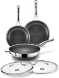 3-Piece Hybrid Stainless Steel Cookware Set - Nonstick Wok & Pans