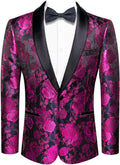 Hi-Tie Men Suit Jacket Blazer Shawl Lapel Slim Fit - Elegant Party