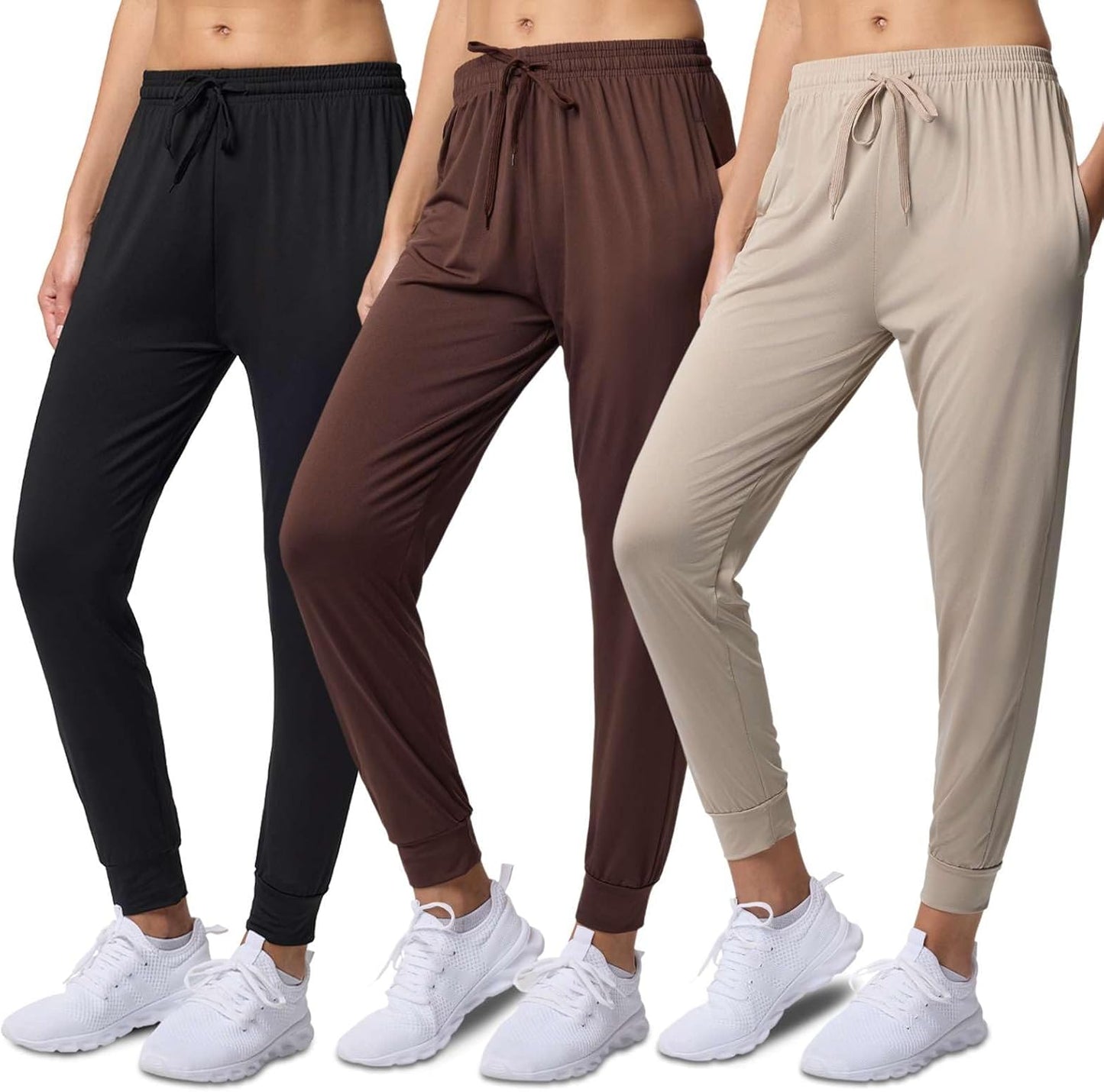 Women's Ultra-Soft Silky Dry Fit Lounge Joggers - 3 Pack