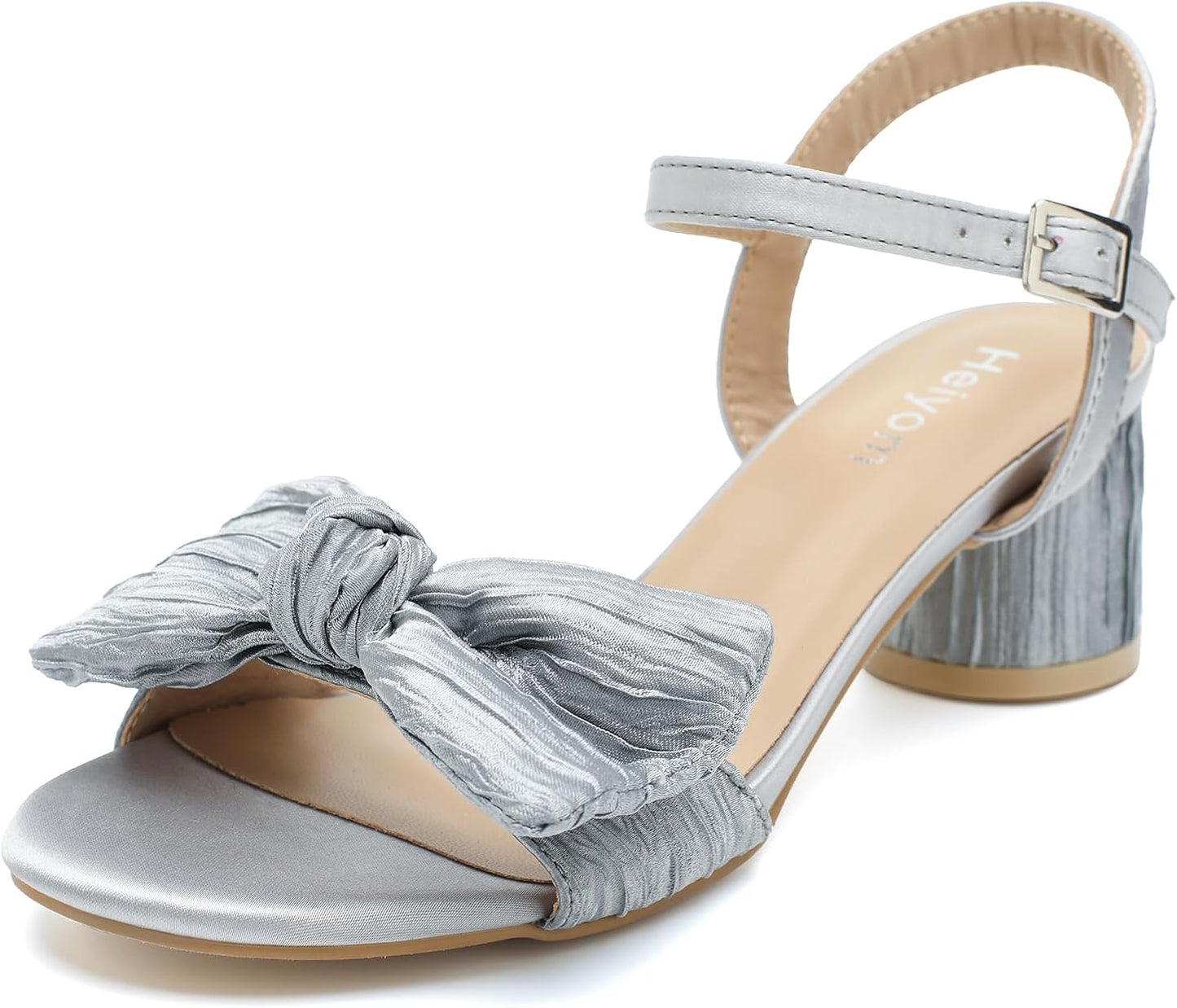 Stylish Women's Bowknot Low Chunky Heels Mules Sandals for Weddings