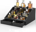 Wooden Cologne Organizer for Men 4 Tier Stand - Velvet Drawer