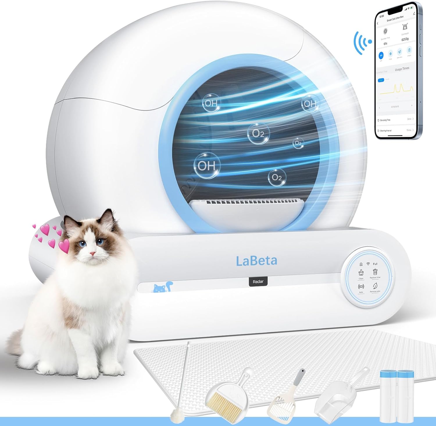 Smart Self-Cleaning Litter Box Set - 68L+9L Capacity, APP Control